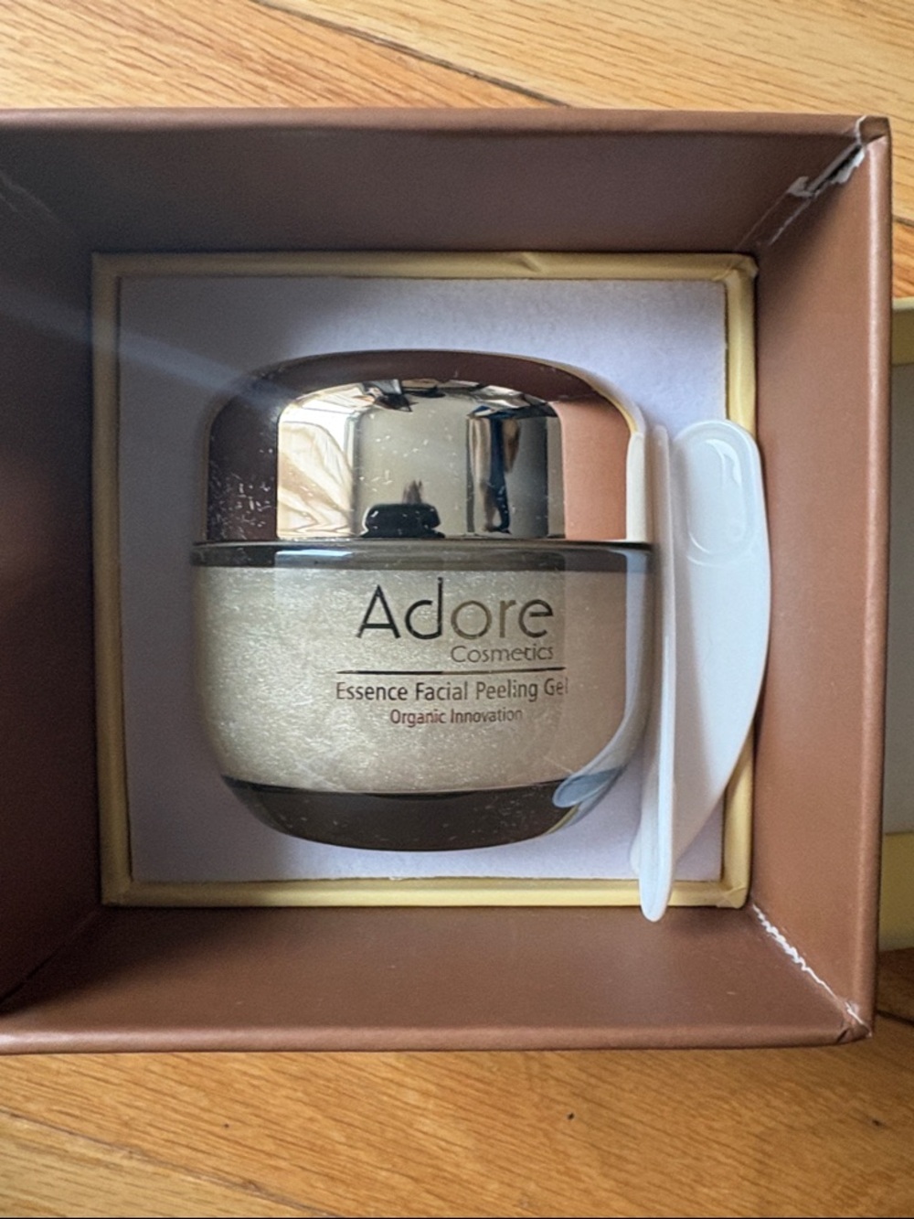 Adore Cosmetics Essence Facial Peeling Gel - Shimmery Gold Jar